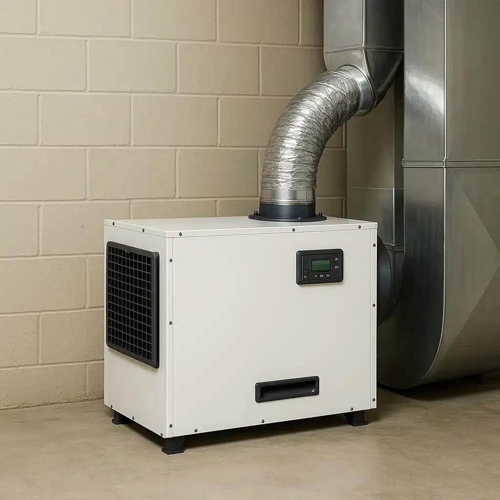Whole home dehumidifier attached to an HVAC system